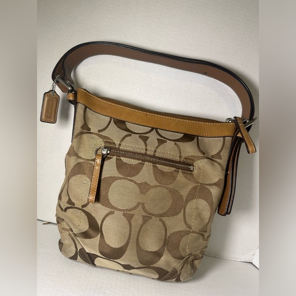 Coach Hobo Handbag Tote Signature Canvas Brown/Tan A0949-F13358 Preowned - Picture 2 of 6